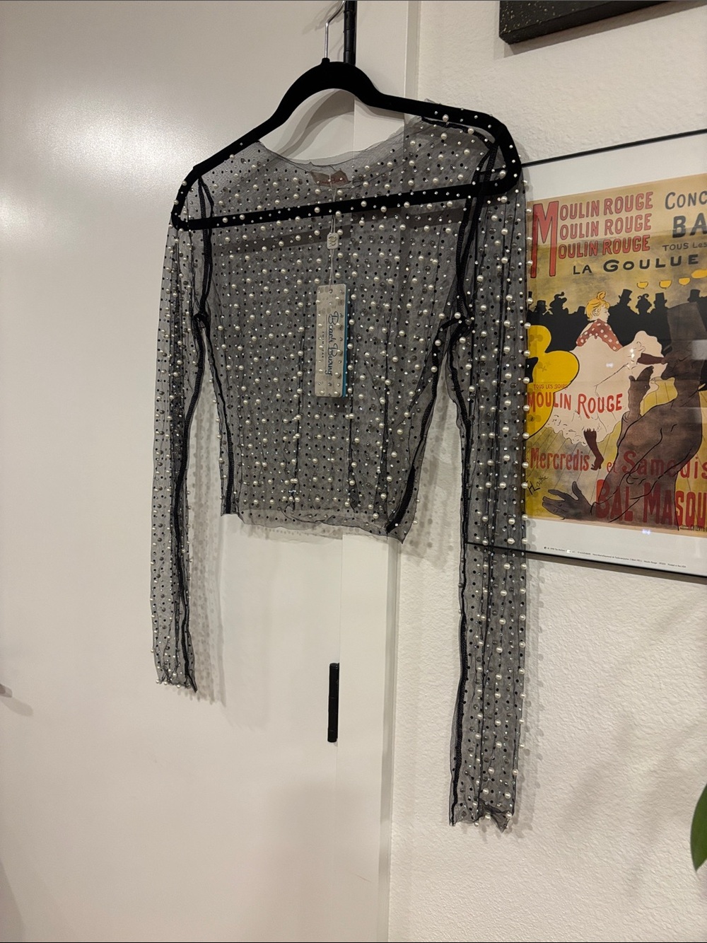 NWT Beach Bunny Look and Glisten Pearl Mesh Top - Picture 5 of 6